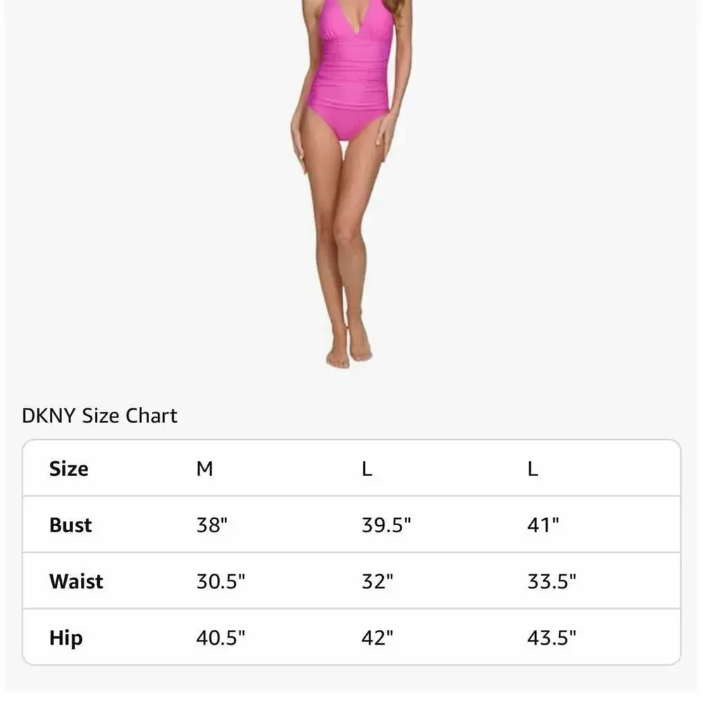DKNY Triangle Halter One Piece Swimsuit Carnation Pink Size Large - Picture 10 of 10